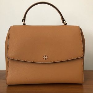 Tory Burch Women's Emerson (63981) Structured Satchel Saffiano Leather Handbag